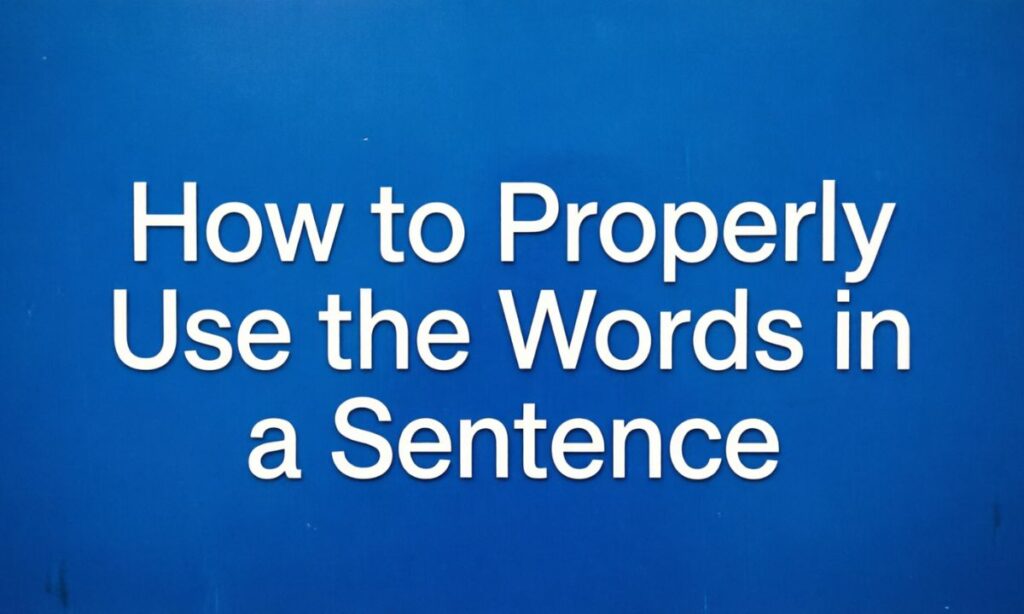 How to Properly Use the Words in a Sentence