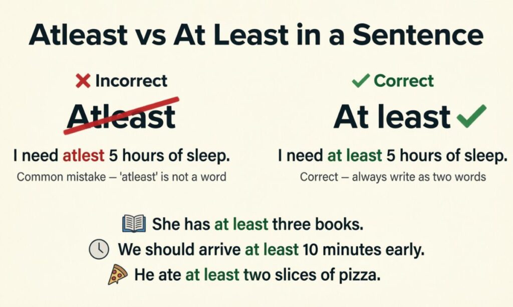 Atleast or at Least in a Sentence