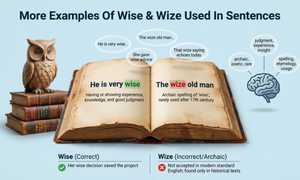 More Examples Of Wise & Wize Used In Sentences