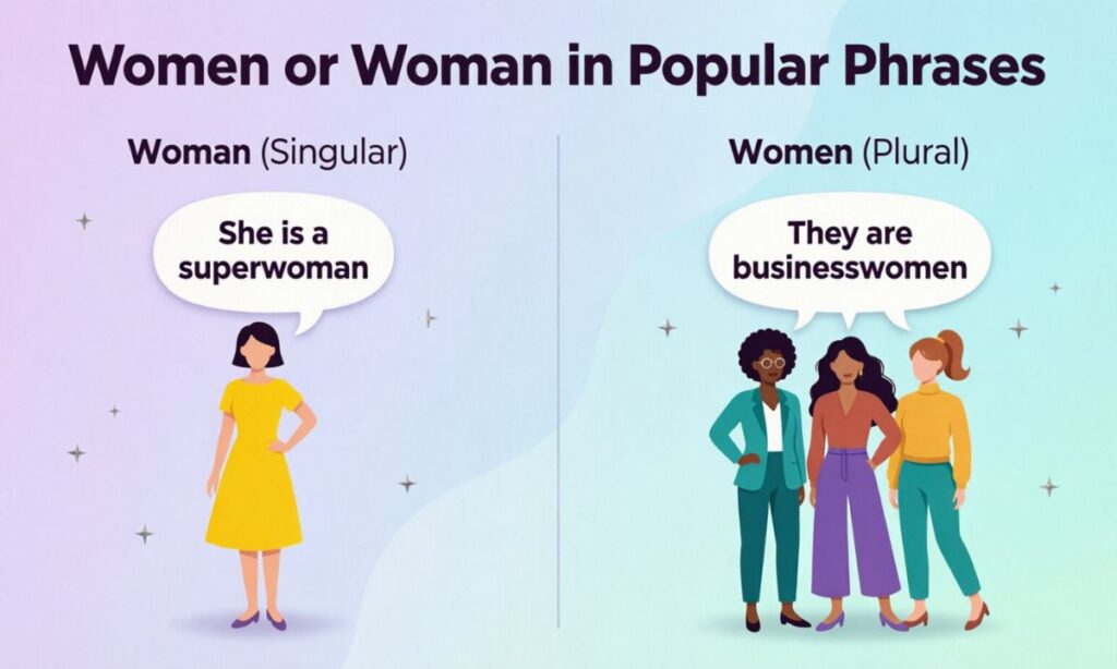 Women or Woman in Popular Phrases